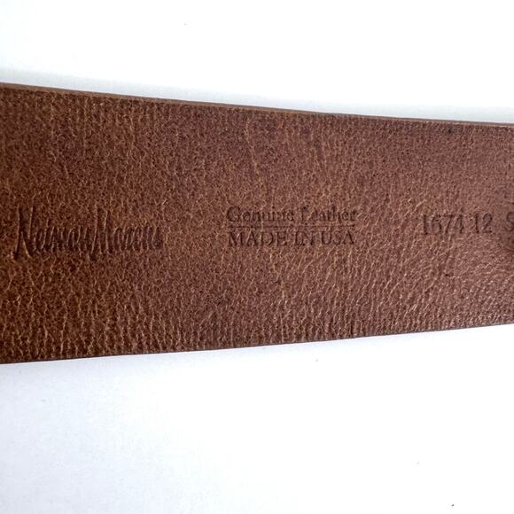 Neiman Marcus Genuine Brown Leather Women’s Belt Square Silver Tone Buckle | S